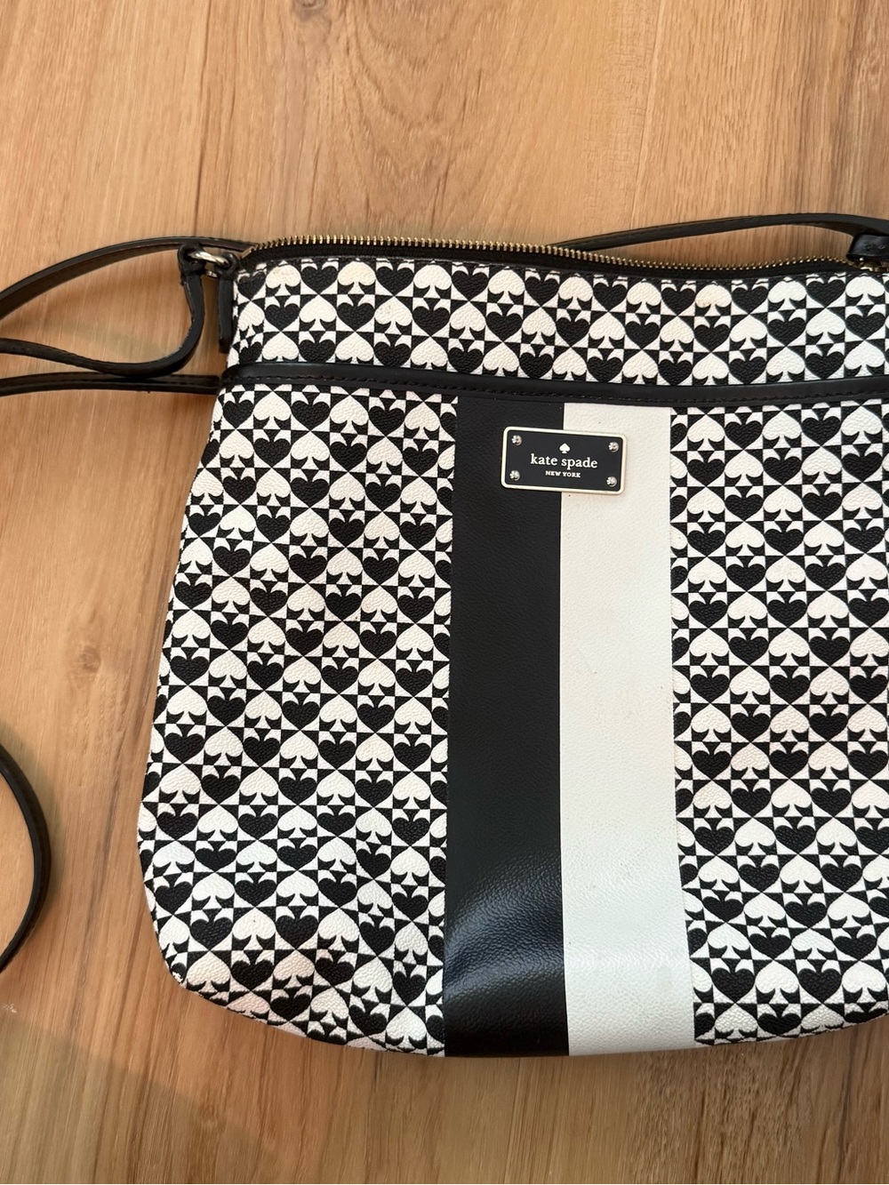 kate spade Black & White Geometric Stripe Crossbody Bag